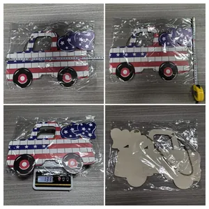 Detailed size and weight measurements of the patriotic American flag wooden truck decor