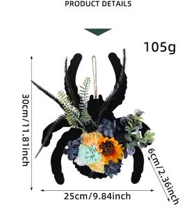 Dettaglio ghirlanda di ragno Halloween con girasoli garofani e dimensioni precise