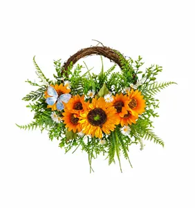 Detaillierte Maße für den Herbst-Sonnenblumenkranz mit blauem Schmetterling Dekor