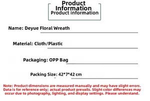 Detailed specifications for Thanksgiving flowery wreath with cloth and plastic materials