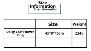 Size information table for the Emerald Leaf Floral Wreath measuring 45x8x45cm and 224g