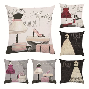Fashion Illustration Princess Dress Pattern Square Throw Pillow Case Super Soft Polyester Decorative Cushion Cover For Home Decor