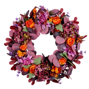 Artificial Autumn Wreath with Peony and Hydrangea for Thanksgiving Home Decor