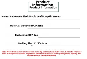 Specifications of Halloween black maple pumpkin wreath made of cloth foam and plastic