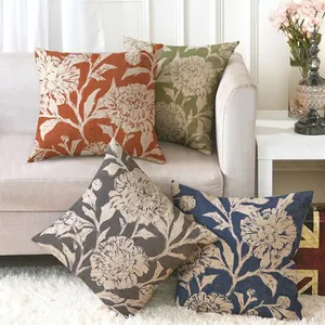 Retro Linen Decorative Pillow Covers Floral Pattern Hand Drawn Flower Design Cushion Case For Sofa Couch Home Decor