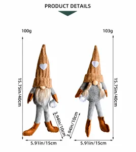 Detailed dimensions of Valentine heart gnome plush dolls showing 40cm height and 15cm width