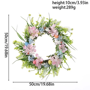 Detailoverzicht van de 50cm Paaskrans met afmetingen voor diameter en gewicht