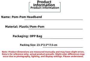 Fiche de spécifications détaillée pour le serre-tête à pompons pailletés de fête