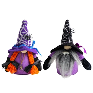 Halloween gnomes plush set with spider and vampire fangs for festive party table decoration