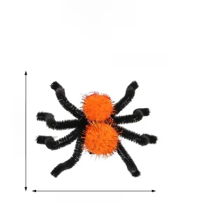 Dimensions détaillées de la pince à cheveux araignée en peluche orange pour Halloween