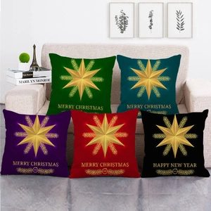 Christmas New Year Linen Cushion Cover Decorative Square Pillow Case For Sofa Home Decor Festive Pattern