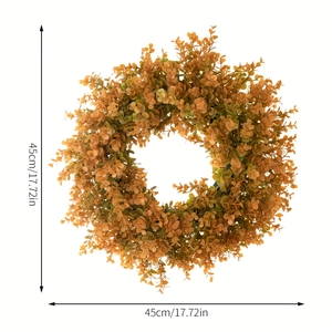 Artificial autumn eucalyptus wreath with orange and yellow leaves for home wall decor