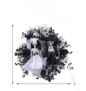 Halloween skull wedding wreath details with dimensions 40cm diameter and 278g weight