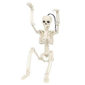 40cm Halloween plastic skeleton model with movable joints and hanging rope for party decor