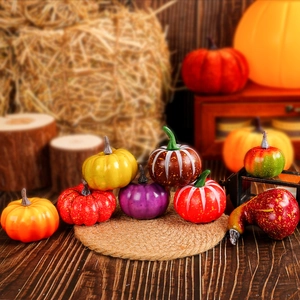 Assorted artificial foam pumpkins and gourds set for Thanksgiving harvest table decor