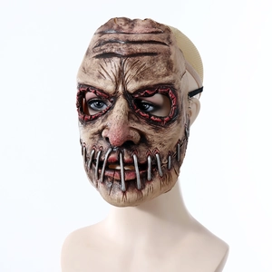 Halloween Horror Stitched Mouth Latex Mask Scary Ghost Festival Soft Headgear For Party Costume Cosplay Adult Decor