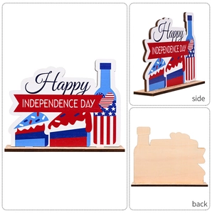 Front, side, and back views of wooden American Independence Day table decor with base