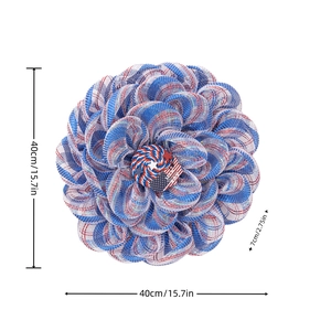 Patriotic door wreath dimensions showing 15.7 inch diameter and 2.75 inch thickness