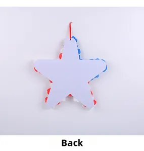 Back view of patriotic star wreath with red, white, and blue flowers for Independence Day