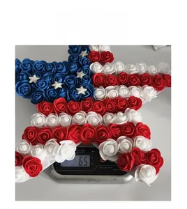 Detailed view of patriotic star wreath weighing 65g made of red white blue foam roses