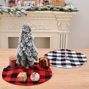 Classic buffalo plaid Christmas tree skirts in red-black and white-black festive patterns