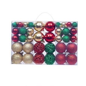 Set de 100 bolas de Navidad rojo verde oro con purpurina y diseños calados únicos