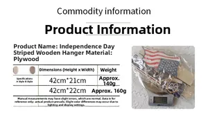 Size chart showing Independence Day wooden door signs with weight and dimensions