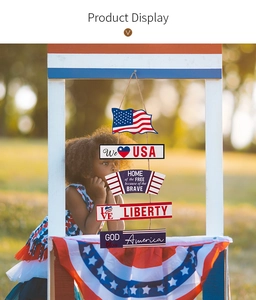 Outdoor patriotic US wood sign featuring five tiers with flag and liberty slogans