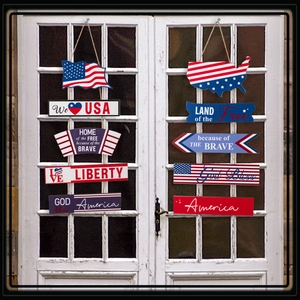 American Flag Independence Day Wooden Hanging Sign Patriotic Multi Layered Plaque July 4th Door Decor USA Liberty