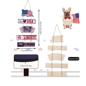 Patriotic USA Independence Day wooden hanging sign with red, white, and blue flag design