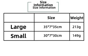 Size information table for autumn hydrangea wreaths showing dimensions and weight in cm and g