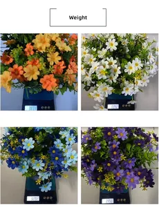 Gewichtsmessung bunter künstlicher Blumenampeln in vier verschiedenen Farben im Test