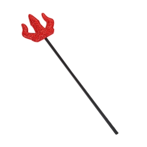Halloween red glitter devil pitchfork accessory with black handle for party decorations