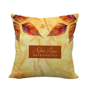 Linen square throw pillow cover featuring watercolor autumn leaves and fall themed text