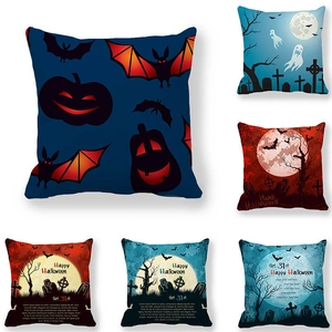 Halloween Pillowcase Peach Skin Velvet Cushion Cover Moon Castle Pumpkin Bat Graphic Home Sofa Decor Festive Ornament