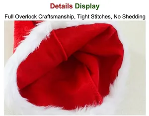 Détail du bonnet de Noël montrant la couture surjetée et la doublure intérieure douce