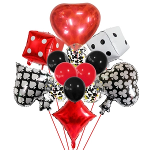 Casino Theme Party Balloon Set Aluminium Foil Poker Card Dice Balloons For Las Vegas Birthday Celebration Decorations