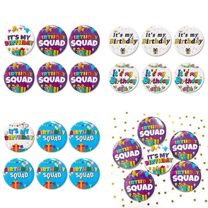 Tinplate Birthday Theme Badge Button Pin For Party Decorations Birthday Squad Celebrating Supplies Festive Accessories Gift