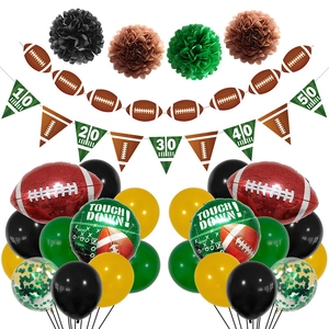 Football Party Decorations Foil Latex Balloons Paper Pom Poms Football Banner Sports Theme Game Day Celebration Accessory