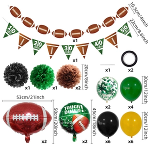 American football party decoration set with banners, latex balloons and foil balloons