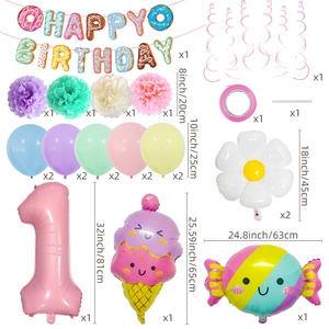 Set decorazioni compleanno a tema gelato con palloncini pastello e striscione