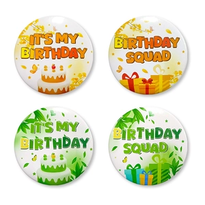 Birthday Button Pin Badge Tinplate Round Its My Birthday Squad Decoration For Boys Girls Kids Party Anniversary
