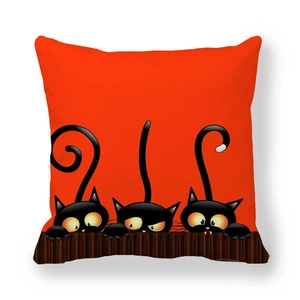 Detailed view of the soft peach skin fabric texture on the Halloween orange cat pillowcase