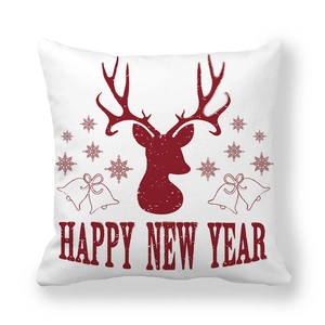 Detail of Christmas reindeer and snowflake pattern on festive peach skin pillowcase