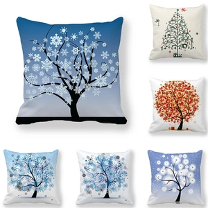 Federa per Cuscino con Albero di Natale e Fiocco di Neve in Velluto Pelle di Pesca Decorativa per Divano Casa Soggiorno
