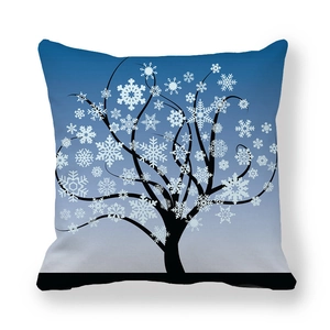 Fodera per cuscino natalizio con albero di fiocchi di neve in tessuto pelle di pesco