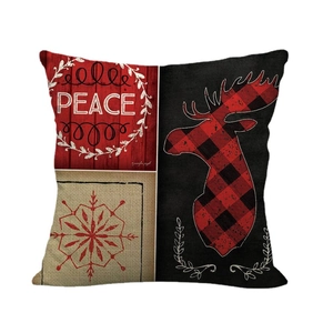 Federa natalizia in lino con ghirlanda Peace e silhouette di renna in stile nordico moderno