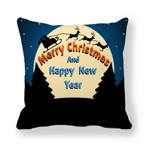 Christmas reindeer pillowcase with starry sky silhouette and Merry Christmas greeting