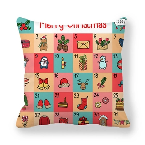 Détail de la housse de coussin carrée avec motif de calendrier de l'avent de Noël festif