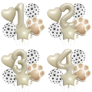 Ballon en Film d'Aluminium Beige à Empreinte de Patte de Chien pour Décoration d'Anniversaire d'Animaux Ballon Forme de Cœur Étoile Numérique